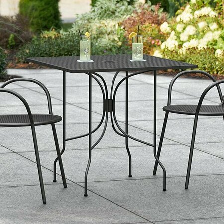 LANCASTER TABLE & SEATING Harbor Black 30'' Square Outdoor Standard Height Table with Ornate Legs 427COSM3030B